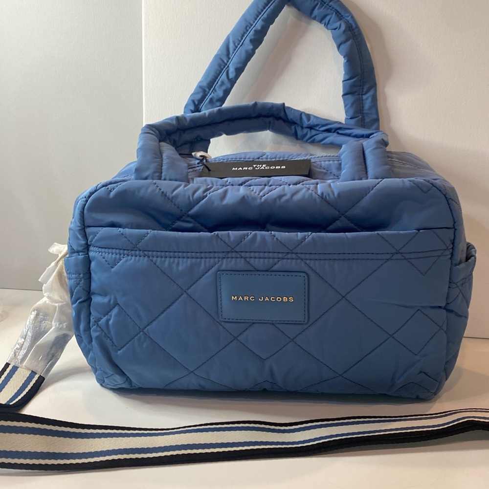 Marc Jacobs Small Weekender Quilted Nylon Duffle Travel Bag Blue Heaven NWT